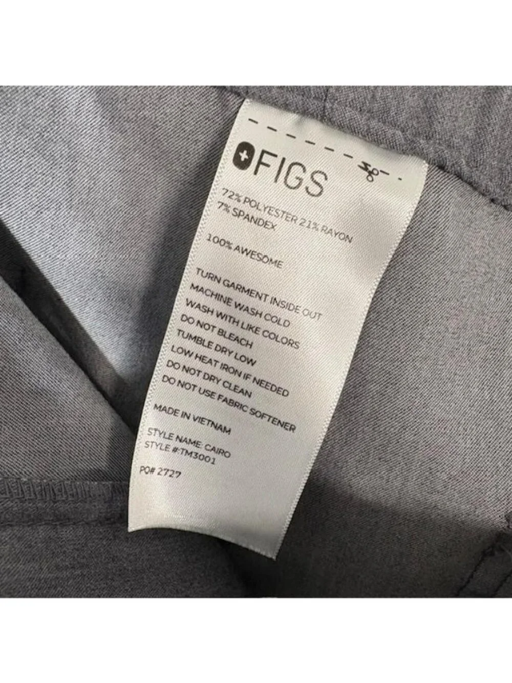 FIGS Scrub Pants Mens Large Gray Cairo Technical Collection Cargo Pockets TM3001